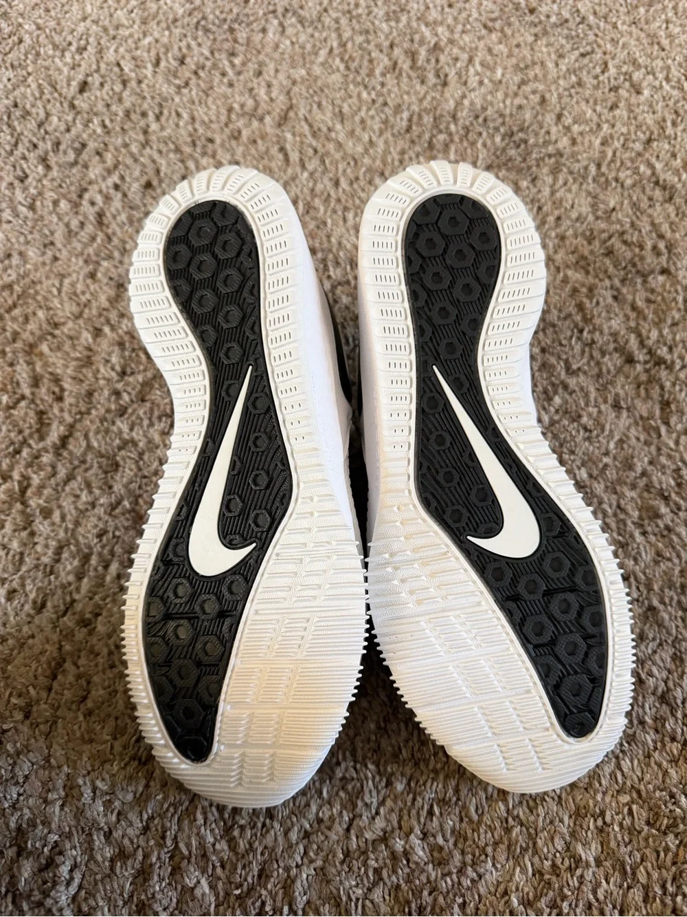 Nike White Mesh Trainers with Black Swoosh